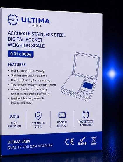 0.01 x 300g digital pocket weighing scale | Stainless Steel | Ultimaa - Image 2