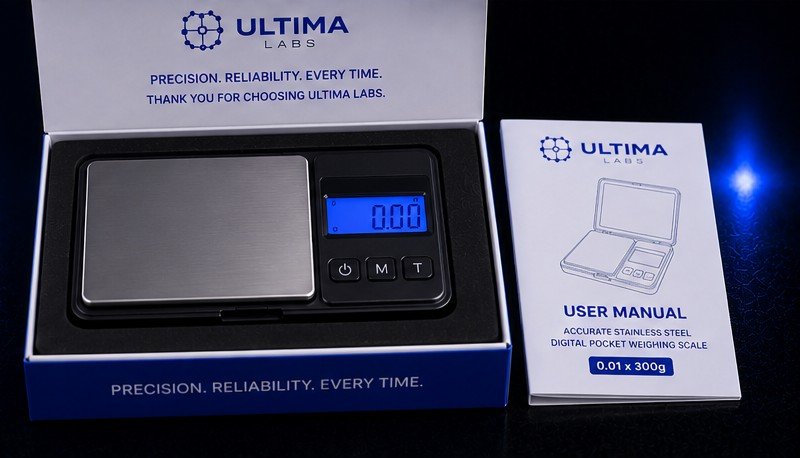 0.01 x 300g digital pocket weighing scale | Stainless Steel | Ultimaa - Image 4