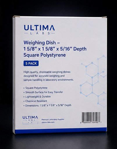square polystyrene weighing dish 5 Pack | 1 5/8 inch | Ultimaa - Image 2
