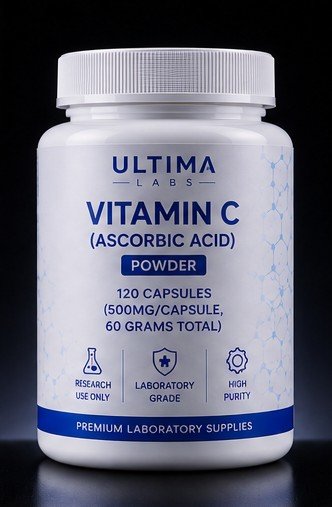 VITAMIN C (ASCORBIC ACID) POWDER (120 CAPSULES) (500MG/CAPSULE, 60 GRAMS TOTAL) - Image 2