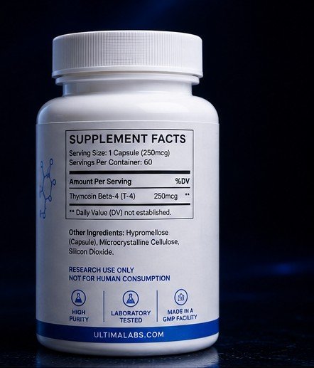 THYMOSIN BETA-4 (T - 4) PEPTIDE POWDER (60 CAPSULES) (250MCG/CAPSULE, 15MG TOTAL BOTTLE) - Image 3