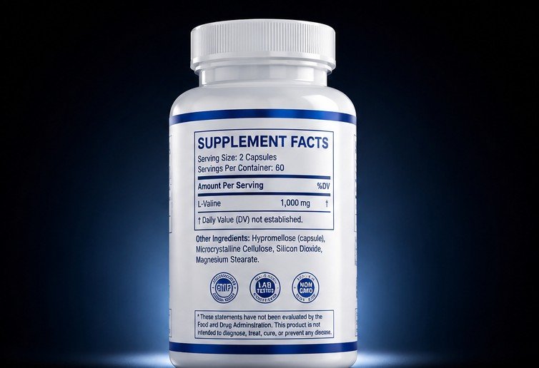 L-VALINE POWDER (120 CAPSULES) (500MG/CAPSULE, 60 GRAMS TOTAL) - Image 2