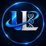 Ultima Labs logo - UL with DNA helix - Premium lab brand