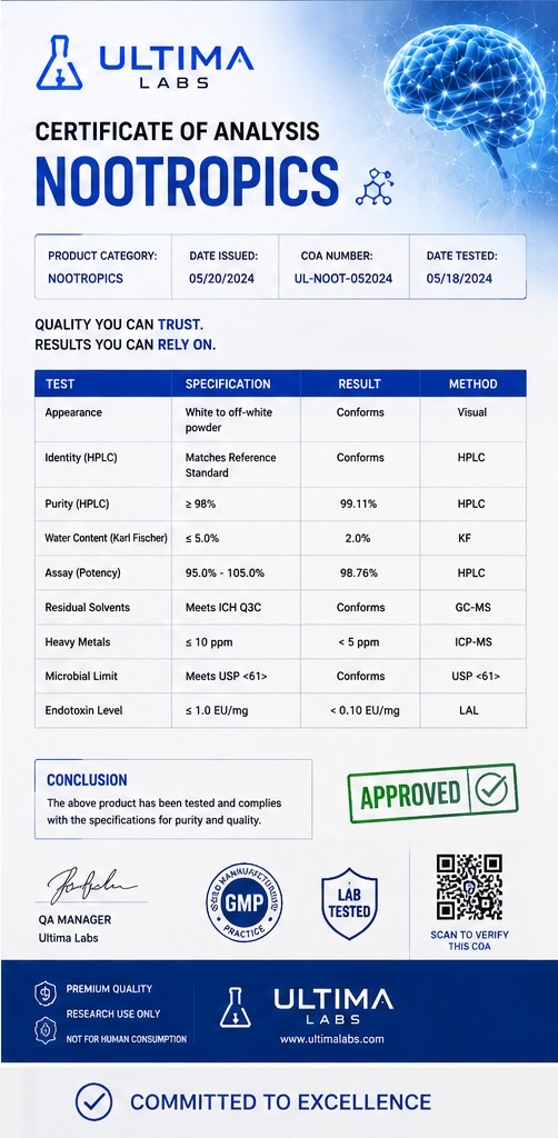 Nootropics Certificate of Analysis (COA)